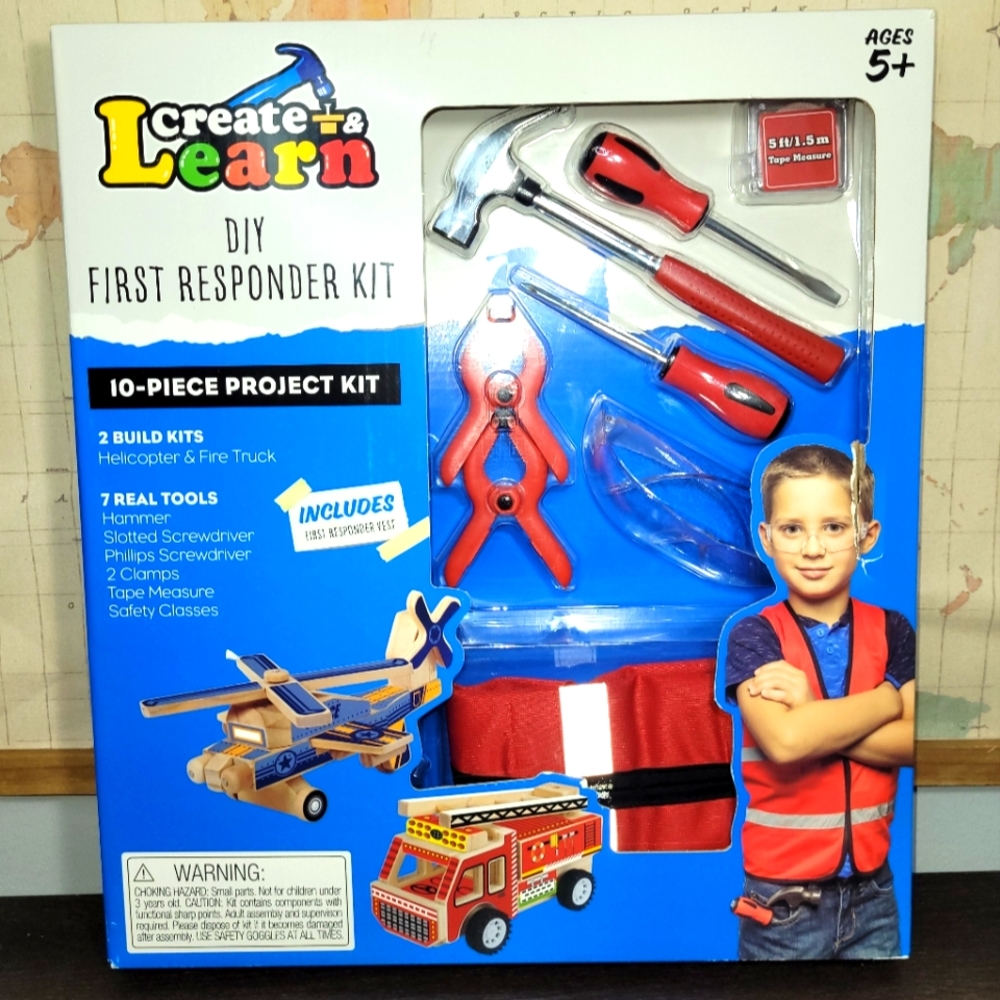 BRAND NEW Create & Learn Kids DIY First Responder Kit with Real Tools